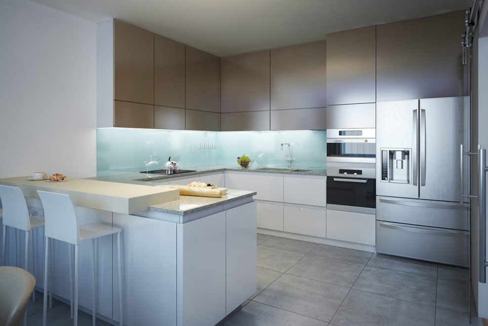 Кухня Модерн белая глянец