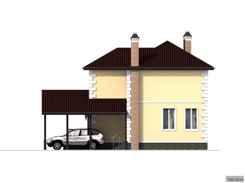 Коттедж с навесом для машины