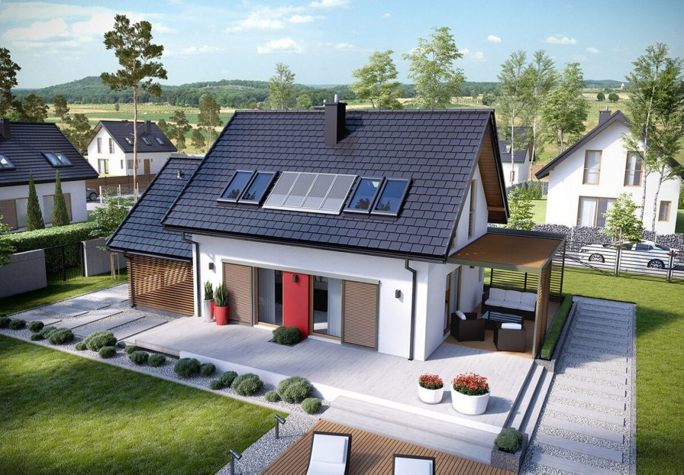 Дом с гаражом и навесов небольшой