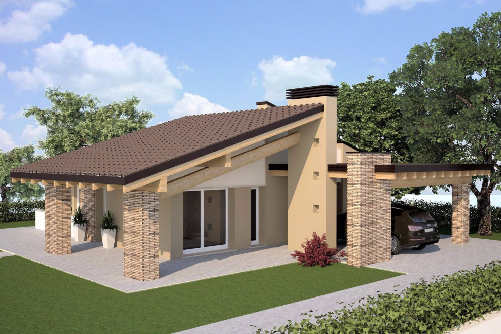 Дом с гаражом и навесом для машины