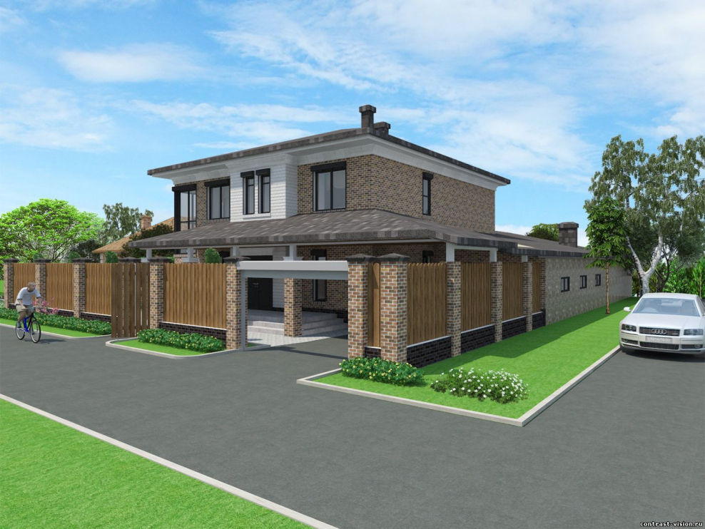 Дом сгорожем и навесом