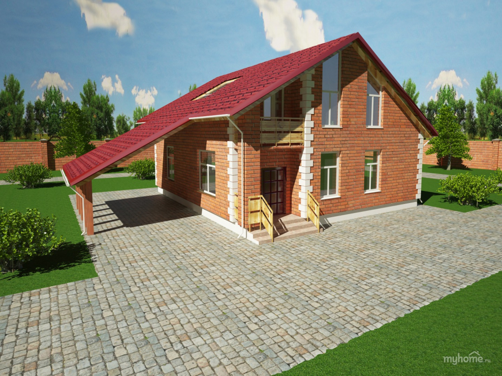 Дачный домик с гаражом под одной крышей