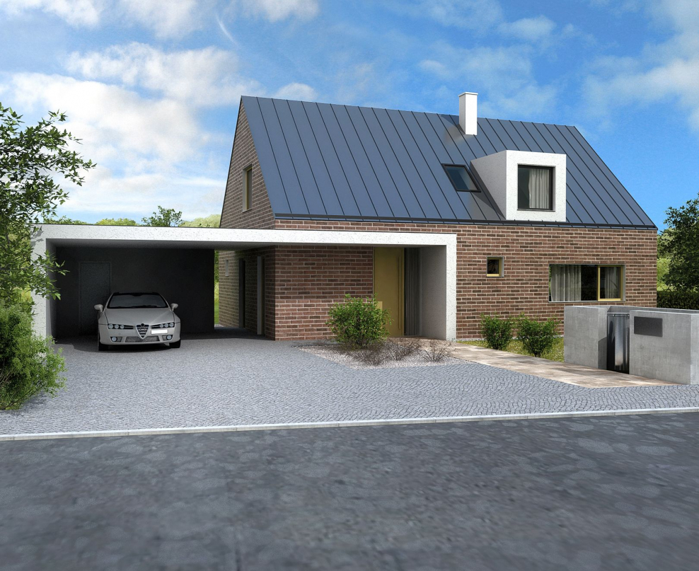 Дом с гарадем и навесом