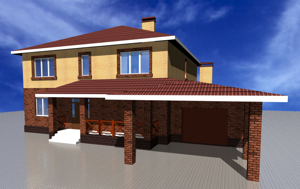 Дом с гаражом и навесом