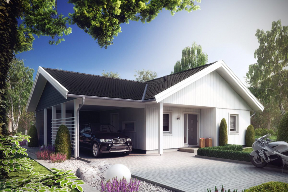 Дом с гаражом в скандинавском стиле