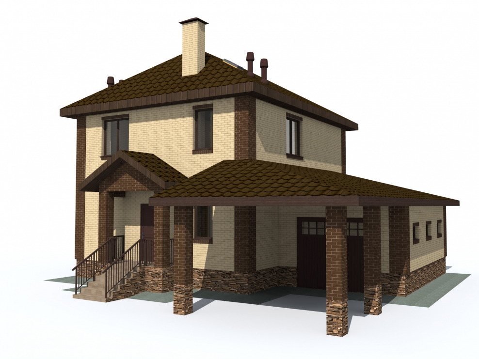 Двухэтажный дом с пристроенным гаражом