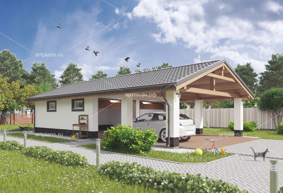 Гараж с навесом