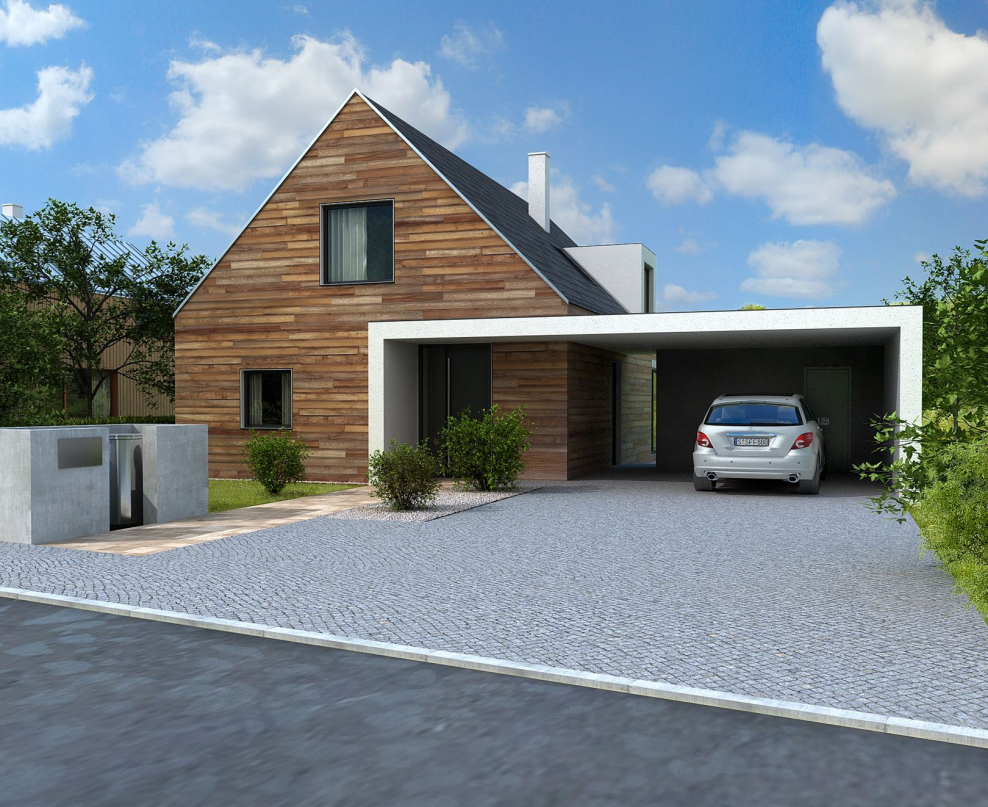 Дом с гаражом в скандинавском стиле