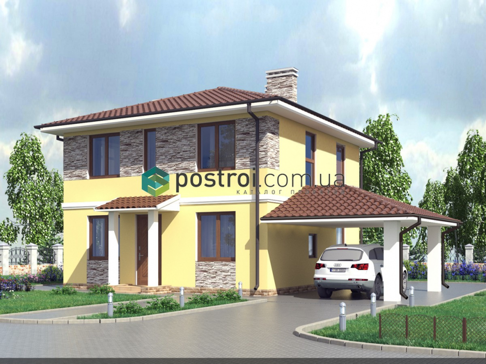 Дом с навесом для машины