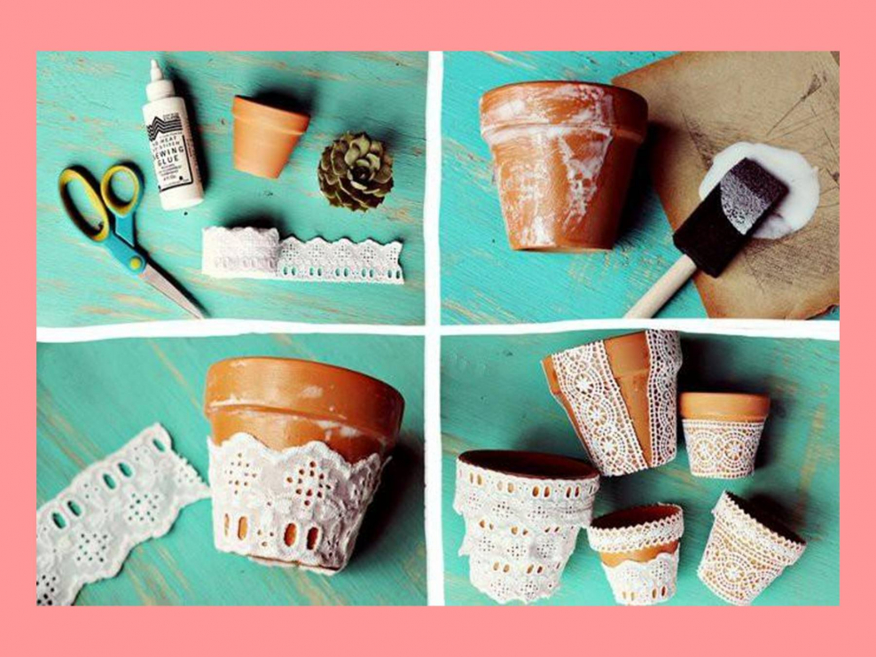 Украсить цветочный горшок своими руками