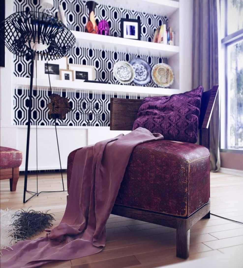 Сливовый в интерьере