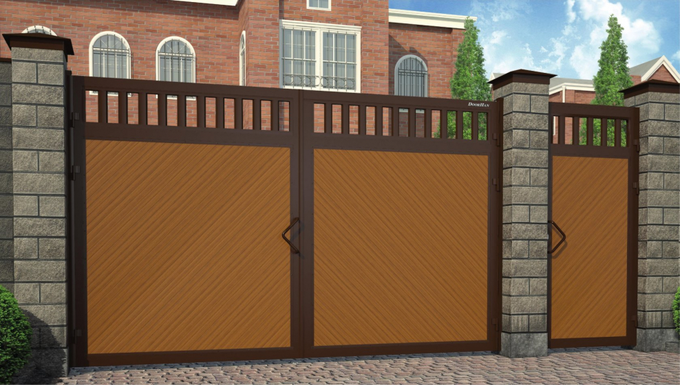 Уличные распашные ворота Дорхан
