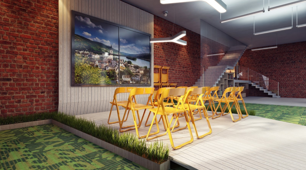 Офис в стиле лофт визуализация