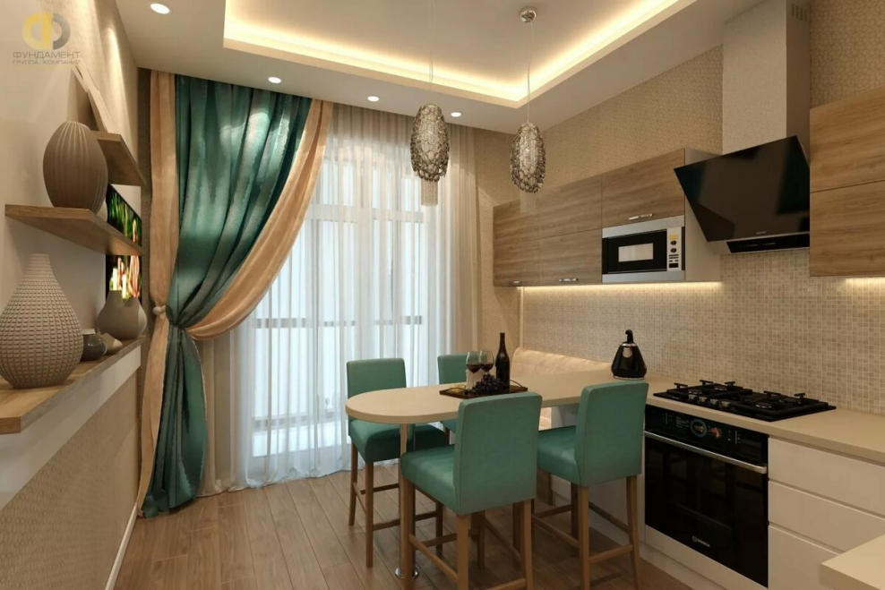 Бежево-коричневая кухня в интерьере