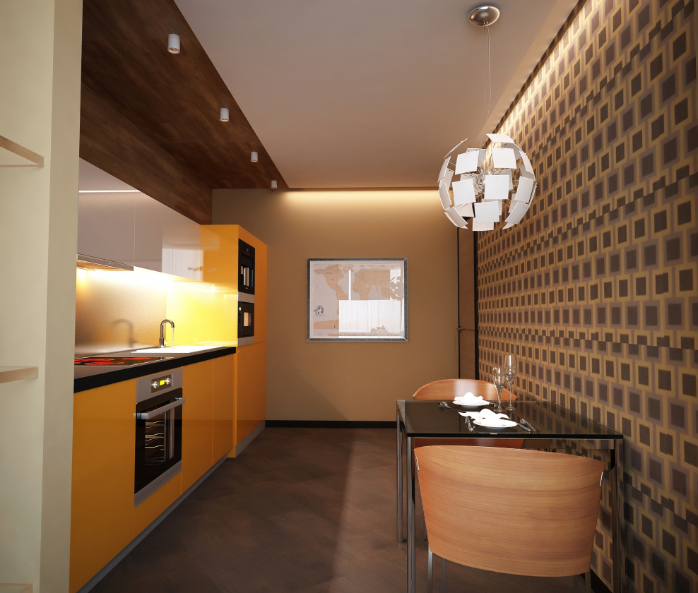 Кухня в теплых тонах