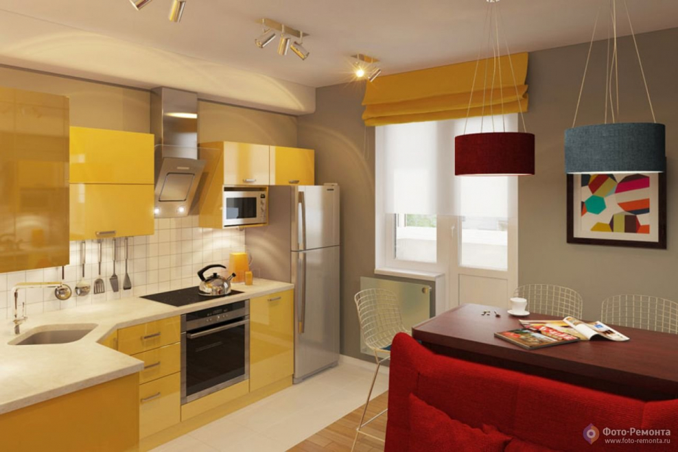 Кухня в коричнево бирюзовых тонах