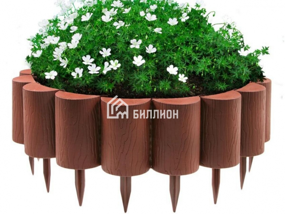 Бордюр садовый декоративный «пеньки» 15x160 см цвет хаки