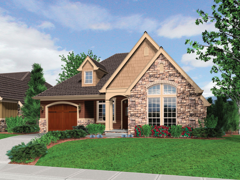 Одноэтажный дом в английском стиле с гаражом