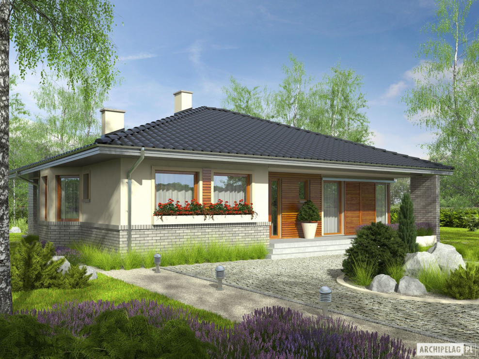 Одноэтажный дом с террасой в стиле Прованс