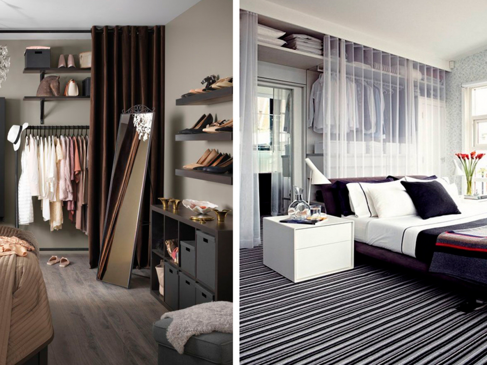 Зонирование спальни и гардеробной