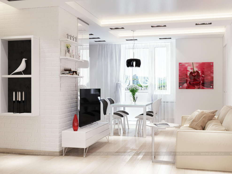 Кухня-гостиная Неоклассика 20 кв метров