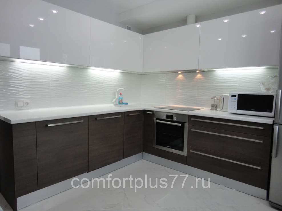 Кухня белый глянец без ручек