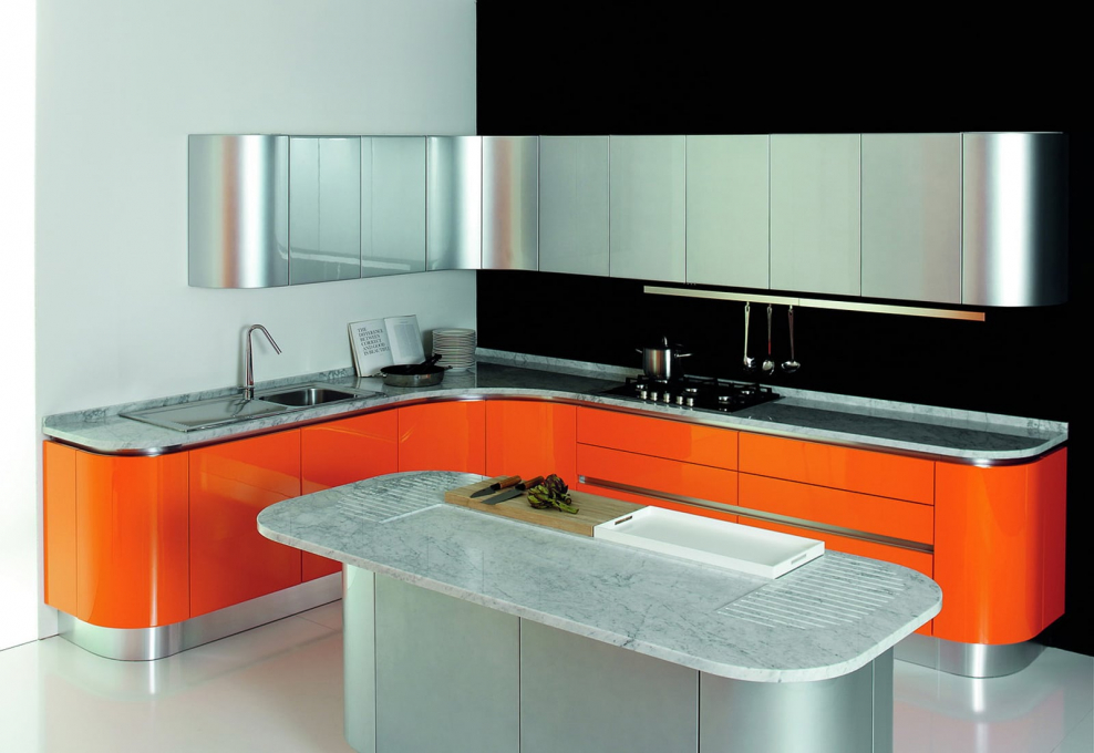 Мебель для маленькой кухни в стиле хайтек