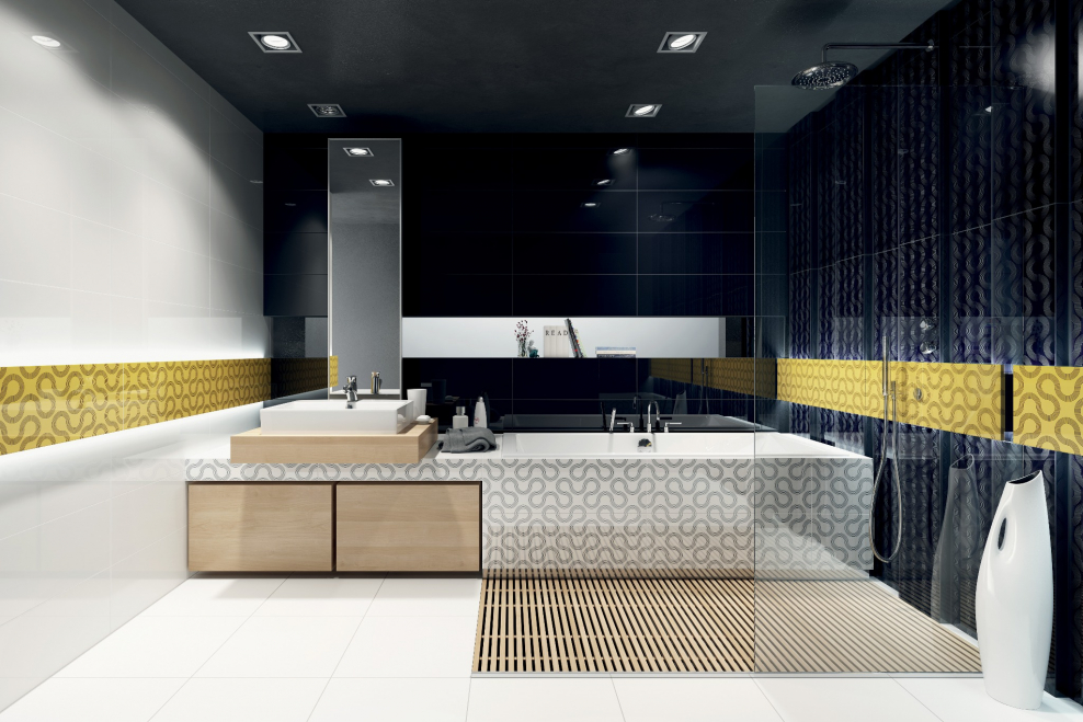 Плитка Spin Black geo 25x75