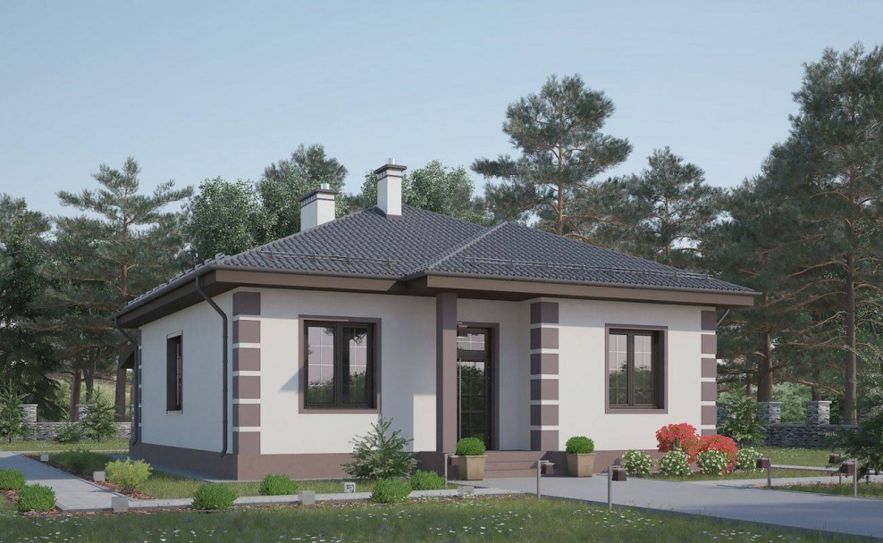 Одноэтажный дом из газобетона 80 кв