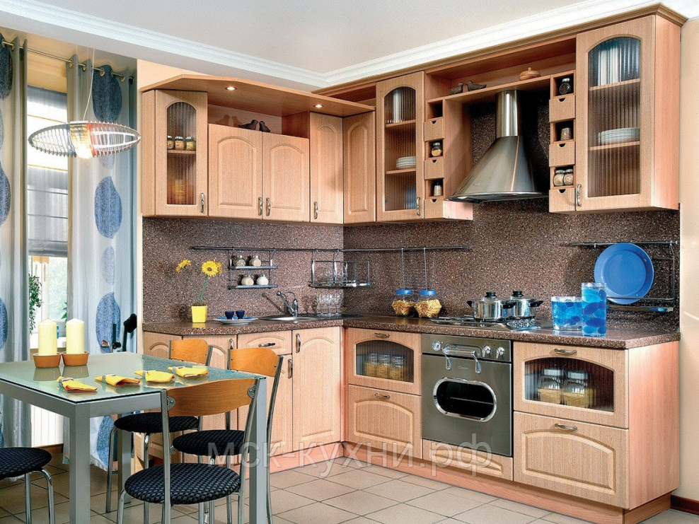 Угловая кухня Верона-04 ясень золото