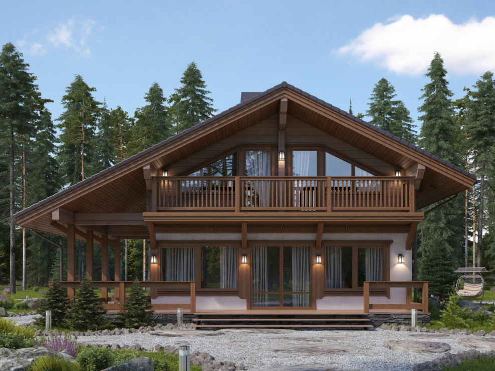 Каркасный дом в стиле Шале проект