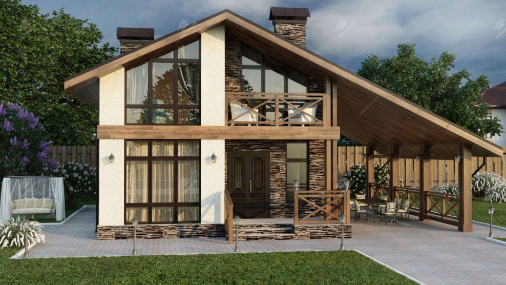 Одноэтажный дом в стиле Шале