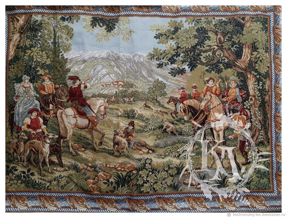 Бельгийский гобелен панно Царская охота