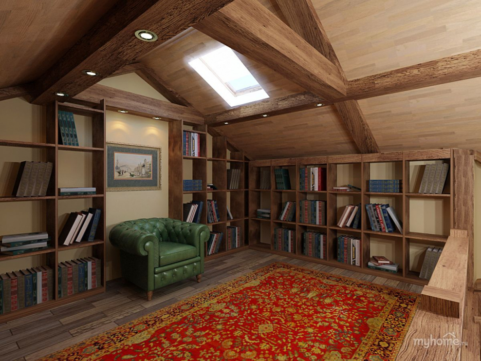 Стеллаж на мансарде