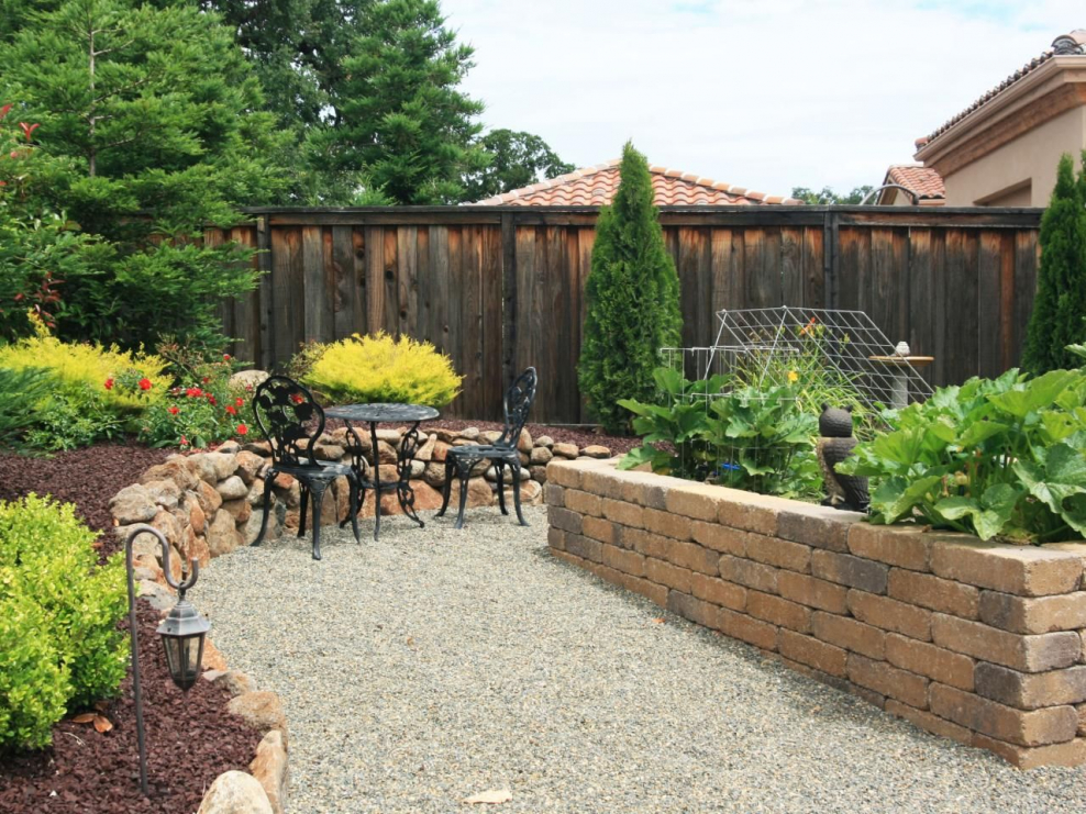 Газон вдоль забора