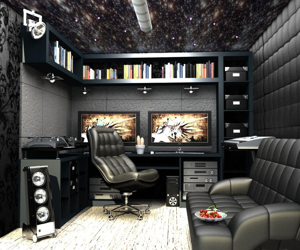 Комната в темных тонах для подростка