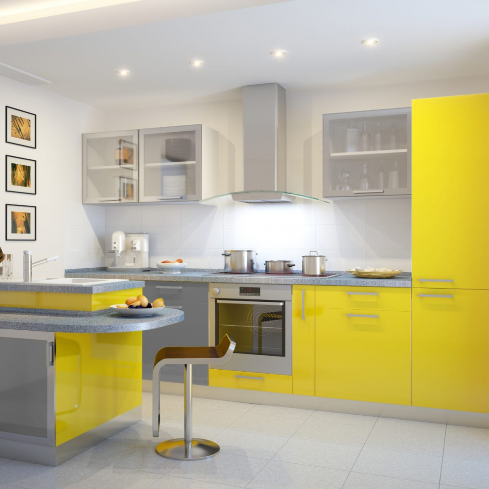 Желтая кухня с черной столешницей (64 фото) - красивые картинки и HD фото
