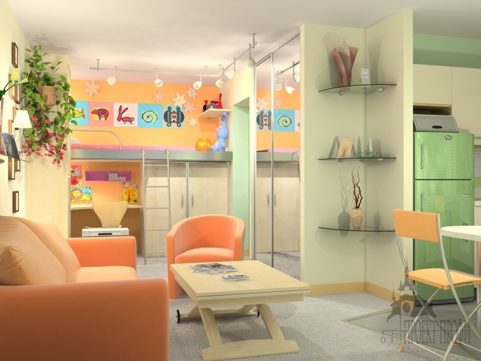 Детский уголок в квартире студии