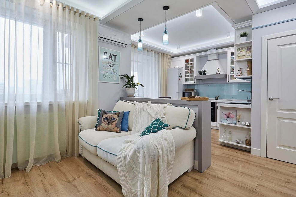 Кухня гостиная в однушке