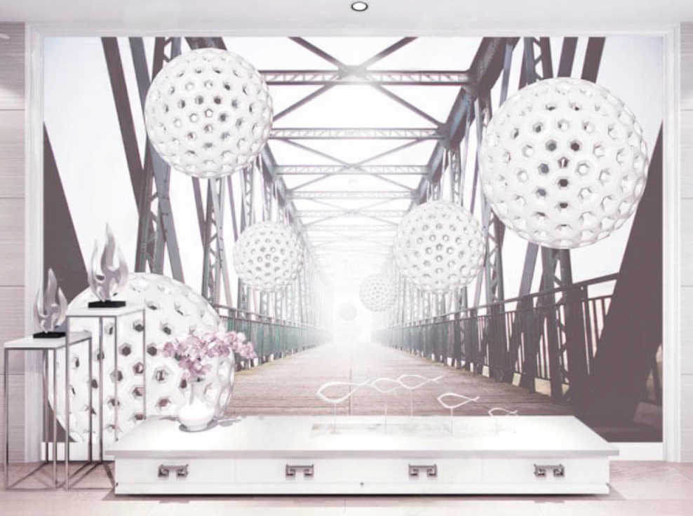 Стерео 3d обои на кухню чёрно белые