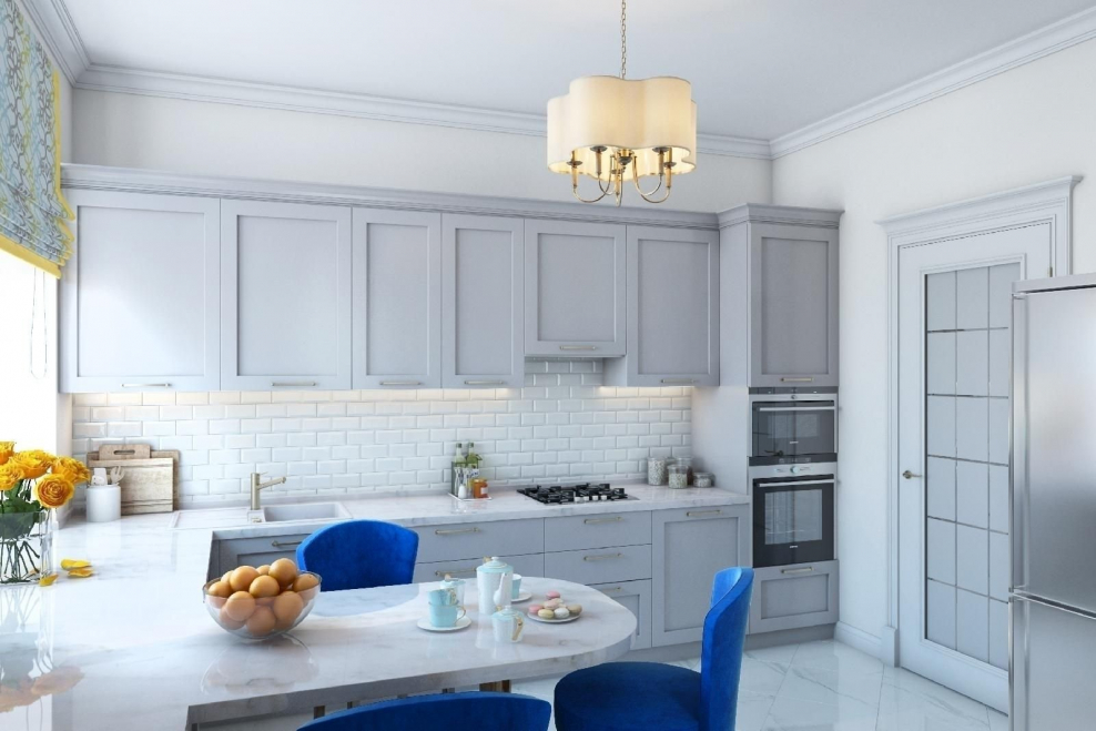 Кухня белая Нео классика 10м