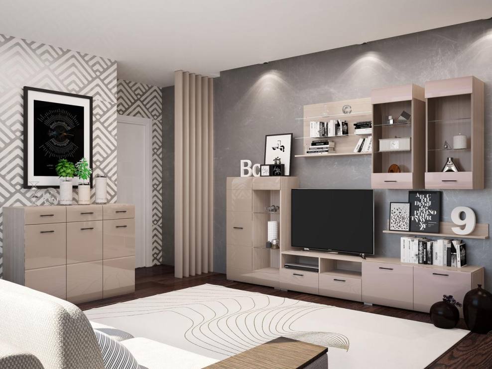 Гостиная Горизонт Ненси-1 ясень шимо какао глянец