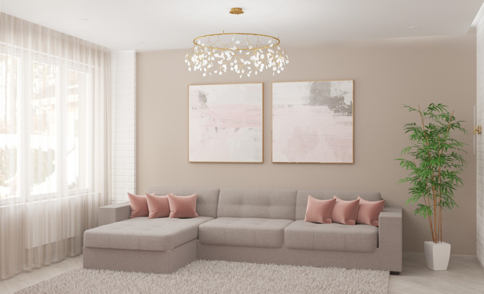 Зал в пастельных тонах