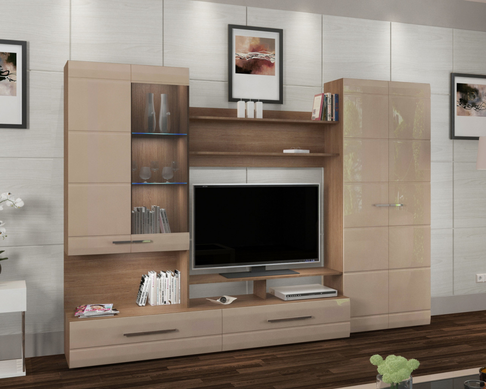 Стенка Верона мокко глянец