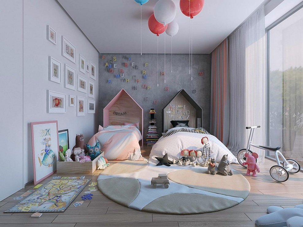 Стильная детская комната для двоих малышей