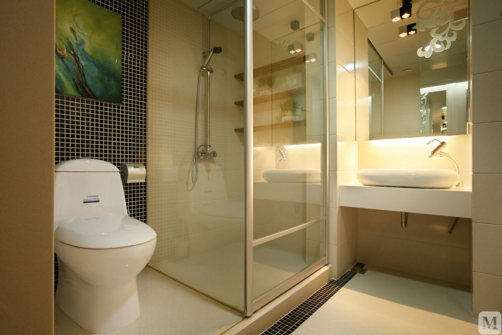 Проект ванной комнаты с душевой и ванной