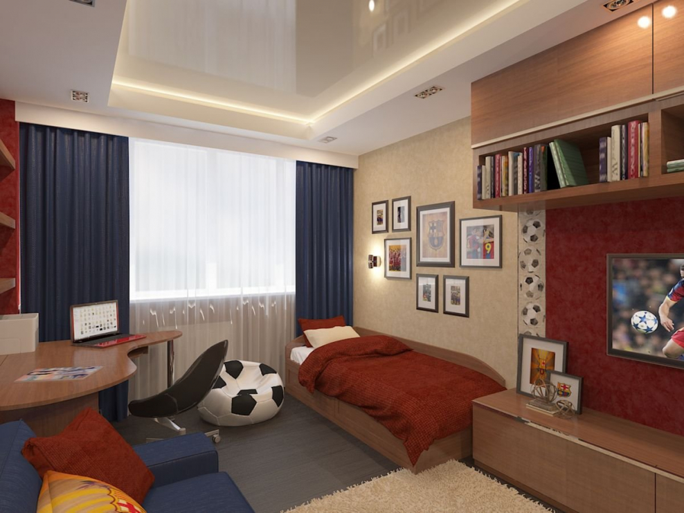 Детская кровать вдоль окна