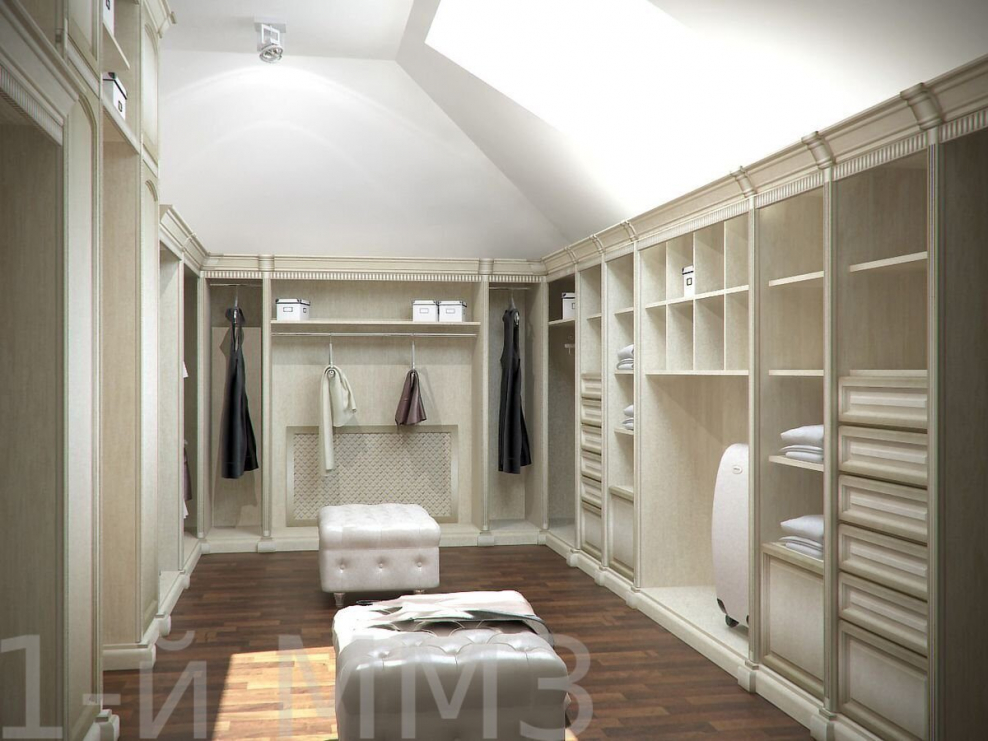 П-образные гардеробные комнаты
