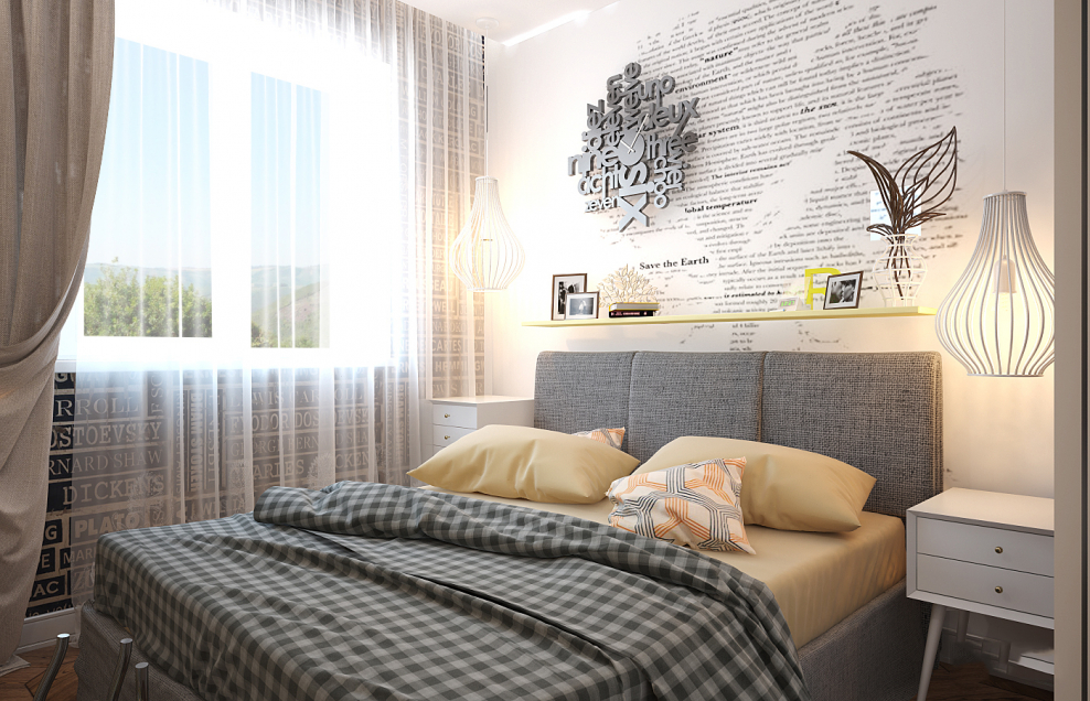 Спальня 13 м2 в скандинавском стиле