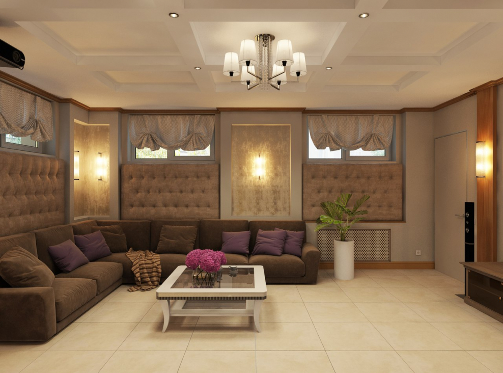 Дизайн гостиной цоколь